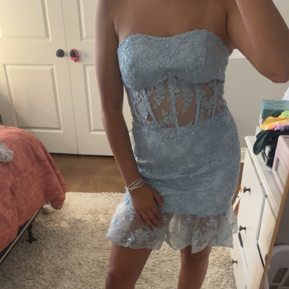 Light Blue Lace Corset Dress